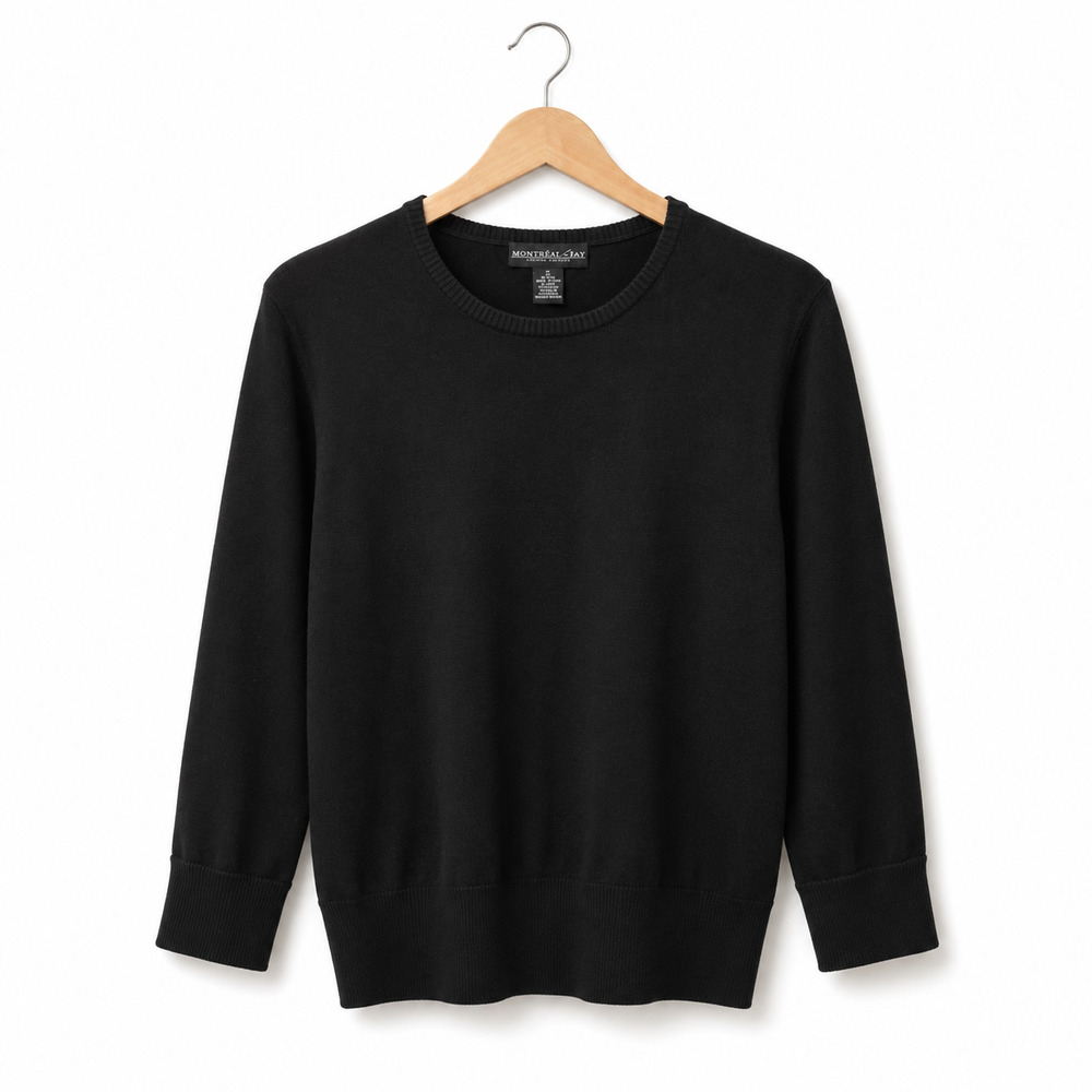 Monterey Bay Sweater Womens Size XL Black Silk Blend Lightweight Minimalist